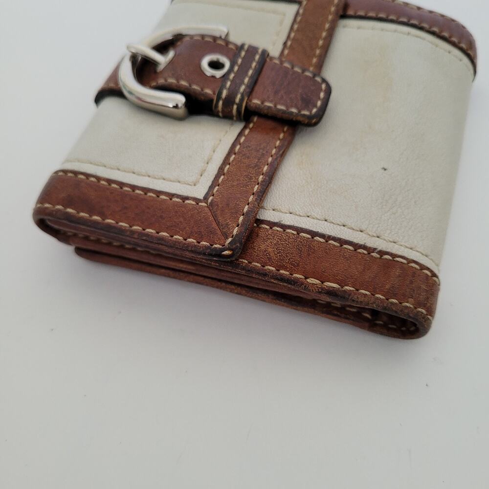 Coach Wallet Leather Bifold 5x4 Small White Brown Buckle Retro Vintage Two Tone - Picture 12 of 12